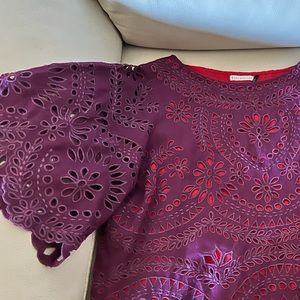 Beautiful Anthropology Top.  Purple with red lining. Like new. Size small.